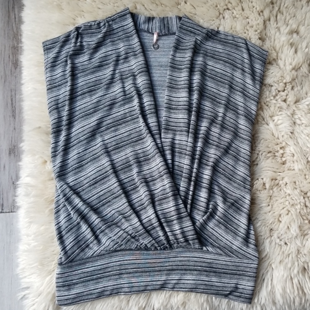 Robin K Wrap Front Slouchy Stripe Blouse